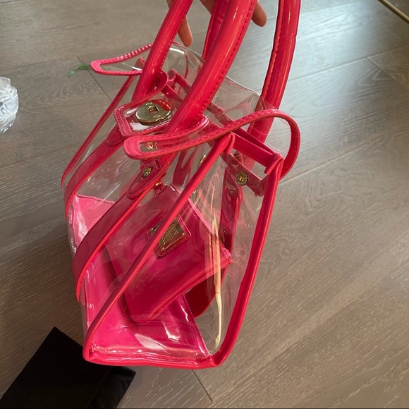 EUC ❤️‍🔥 TRANSPARENT NEON PINK 🩷 handbag handheld bag 🇭🇰i.t Katie Judith - Picture 8 of 15